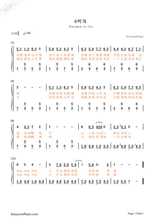 哆啦a梦简谱,哆啦A梦简谱教程，轻松学会经典旋律